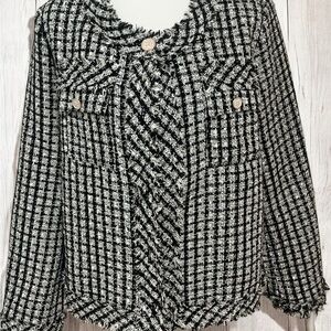 Black and White Tweed Women's metallic blazer size large